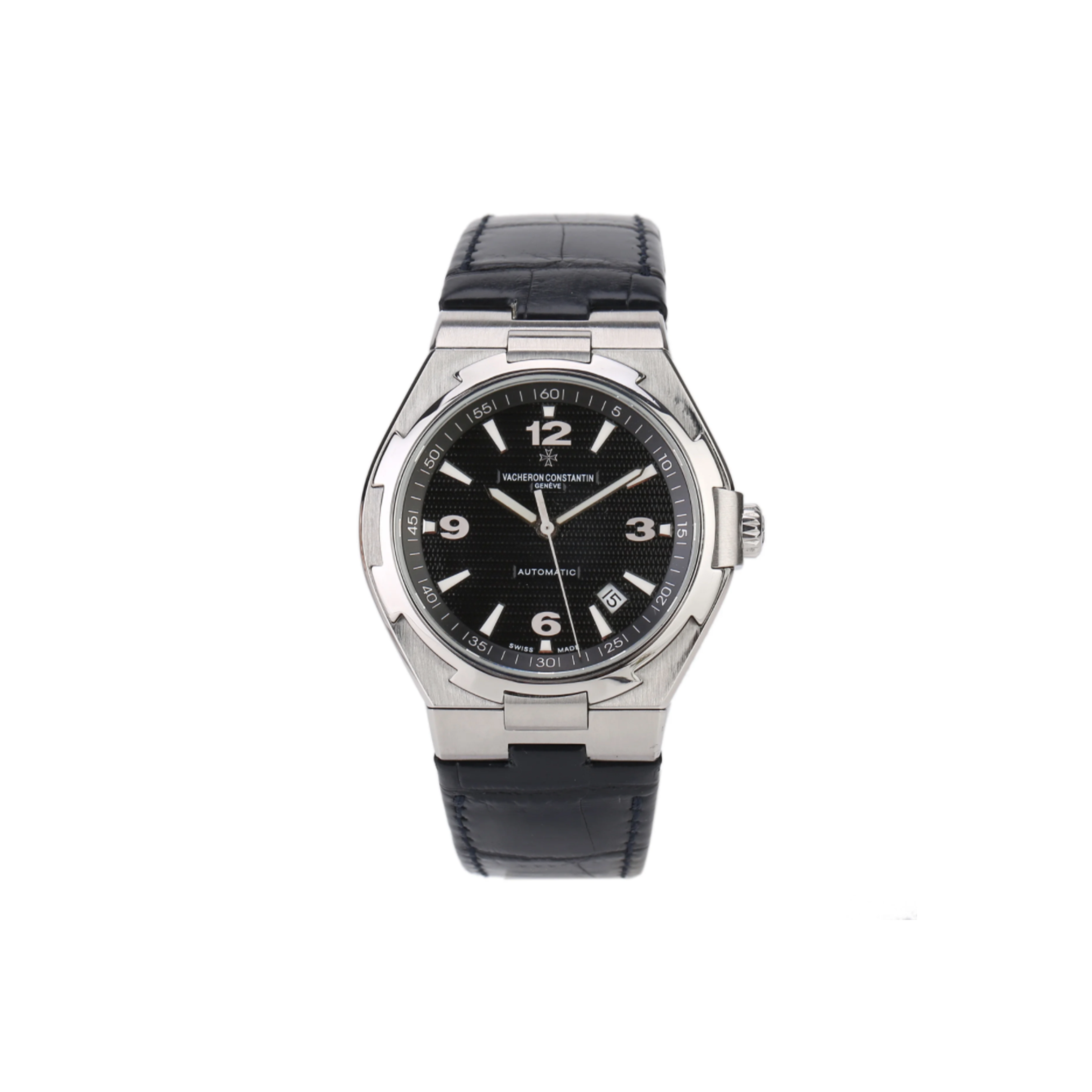 vacheron Co*sta*t*n black leather strap watch 47040/b01a-9094